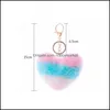 Key Rings Jewelry Stylish Rainbow Love Shape Ball Keychain Holder Bag Charm Ornament Cute Plush Pompom Car Ring Bags Trinket Chirstmas Gift