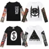 Tatuagem luva longa meninos camisetas 100% algodão moda bebê meninas camisetas Roupas de Hip-Pop Roupas Jersey Top Streetwear 210413