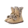 Boots CEVABULE 2021 Elegant Fur Ball Lace Up Casual Flat Bottomed Short Tube Snow Lady Big Size TYX