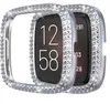 Fashion Two Rows Diamond PC Cover per Fitbit Versa 3 2 Sense Watch Case Bumper Women Bling Thin Frame Accessori