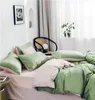 Set di biancheria da letto verde rosa grigio bianco giallo colore puro 60s egiziano ricamo in cotone set copripiumino copripiumino letto 4pcs foglio / biancheria di lino