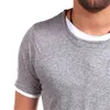 IceLion Summer Fake Two T-shirt da uomo T-shirt a maniche corte con orlo irregolare Fashion Solid Slim Hip Hop Streetwear T-shirt da uomo 210409