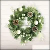 Kransar festliga partiet levererar GardenaKristmas dekoration, semesterkrona dörr hängande, flocking PVC tallkottar, vit frukt, hemfönster p