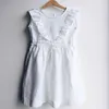 Enfant en bas âge coton lin Flutter manches robe pour filles Ins mode vêtements décontractés enfants Costume coréen 210529
