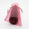 100pcs 15 37cm High Quality Organza Wine Bottle Bags Jewelry Wedding Party Candy Christmas Gift Pouch311s