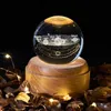 Kristal Top Gece Lambası USB Şarj Çocuklar Ay Lambaları Müzik Kutusu 3D Lamba Evren Galaxy Dünya Küre El Sanatları Ev Masaüstü Dekor Y0910