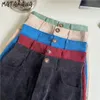 MATAKAWA, pantalones cortos de invierno para mujer, Falda corta de cintura alta de Color sólido grueso de pana Retro Simple, ropa de mujer 210513