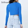 Sollinarry Sexy Sexy Dest Hollow Out Cross Velet Blouse Лето с длинными рукавами