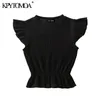 Women Sweet Fashion Ruffled Pleated Blouses O Neck Sleeveless Female Shirts Blusas Chic Tops 210420