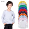 Çocuk Hoodies Tişörtü Kız Çocuk Beyaz Tshirt Pamuk Kazak Bebek Erkek Sonbahar Katı Renk Giysileri Için Tops 1-9 Yıl 211111