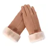 القفازات الرياضية 2021 شتاء ركوب الدراجات امرأة دراجة اللمس دافئة فو الفراء الفراء deerskin المخمل في الهواء الطلق الرياضة أنثى الإصبع الكامل قفازات رمادية رمادية