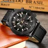 Mode Sport Crrju Watch Men Quartz Clock Mens Klockor Top Brand Luxury Gold Vattentät Läder Casual Watch Relogio Masculino 210517