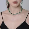 Chokers 2021 Vintage groene kristalimitatie Pearl sleutelbeen ketting kettingen voor vrouwen onregelmatige kralen choker ketting mode sieraden