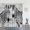 Douchegordijnen Afrikaanse Zebra Zwart Wit Gestreept Wild Dier Grijs Achtergrond Decor Polyester Stof Badkamer Gordijn Met Haken