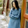Johnature Chinese Style Shirts For Women Autumn Cotton Linen Blouses Stand Long Sleeve Vintage Tops Female Casual Shirt 210521