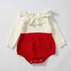 Bonon bebê macacão princesa malha jumpsuits toddler meninas babados gola macacão infantil para primavera outono inverno 210417