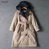 Vinter 90% Vit Duck Down Jacket Coat Elegant Kvinna Dubbel Breasted Belt Feather Parka Windbreaker 210423