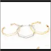 Bangle armbanden drop levering 2021 BM062 mode geometrische open armband voor vrouwen drie lagen legering Persoonlijkheid Bangen Sieraden Groothandel