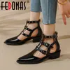 Сандалии Fedonas в римском стиле, женские классические весенне-летние ботинки из натуральной кожи на высоком каблуке, Новое поступление, элегантная женская обувь на молнии сзади 220303