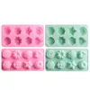 12 galler Rose Shaped LCE Cube Moulds Silicone Pudding Choklad Mögel Blommor Grass Ices Cubes Bricka Hem Kök Bakning Too BH5079 TYJ