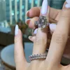 Luxe 100% 925 sterling zilver Gemaakt smaragdgroene gesneden 6CT diamant bruiloft verlovingscocktail vrouwen moissanite ringen fijne sieraden y0611