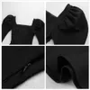 Ücretsiz Seksi kadın Fishtail Bandaj Elbise Siyah Kabarcık Uzun Kollu Bodycon Ünlü Kulübü Parti Mini Vestidos 210524