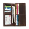 Mannen lederen lange portemonnee bifold dunne munt tas houder case portefeuilles