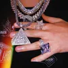 collier de chaîne de tennis pour hommes avec pendentif Triangle Pyramide Iced Out Masonic Illuminati Eye hip hop Bijoux drop ship