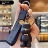 Creative Fashion Cute Transparent Crystal Bow Tie Bear Car Keychain Resin Doll Key chain Couple Bag Pendant