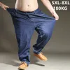 Big Size Blue Jeans Men 5XL 6XL 7XL 8XL Black Extra Large Oversize Mens Elastic stretch Denim Trousers Male Jean Brand Pants