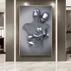 Noordse koppels metalen figuur standbeeld Wall Art Modern Painting Poster Lover Sculpture Printing Making gebruikt voor Corridor Room Home Decor H5089942