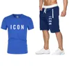 2021 Men's Tracksuits cotton T-shirt short-sleeved shorts two-piece suit jogging fitness sportswear mens round neck pullover