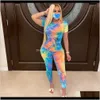 Survêtements Vêtements pour femmes Vêtements Drop Livraison 2021 3 pièces Ensemble d'été Tie-Dye Femmes Ensembles Top + Shorts Bodys Pyjamas sexy pour adultes W