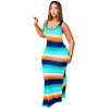 Summer Womens Fashion Printed Casual Dress Comfortable and Breathable Round Neck Sleeveless Long Skirt Various Styles