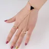 Link Chain Fashion Women Punk Finger Ring Gold Color Bracelet Triangle Conjoined Hand Back Jewelry Gift Kent22