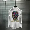 Exaggerated Design Young Men's Oversized Shirt Super Shiny Big Skull Slim Body Drilling Fashion Brand Long Sleeves Casual Shirts