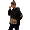 Herfst Winter Leopard Patchwork Pocket Lange Mouwen Pluche Hoodies Dames Streetwear Simplicity Casual Losse Truien Tops 210608