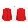 Aangekomen vrouwen blouse lente en herfst seizoen temperament lange mouwen shirt Top Trim Body V Collar Blusa1002 30 210506