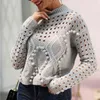 스웨터 겨울 패션 화이트 중공 아웃 스웨터 여성 가을 ​​캐주얼 얇은 짧은 니트 탑 여성 하이 스트리트 세련 된 점퍼 210508