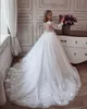 Mode Sequined A Line Flower Girl Dresses For Wedding Långärmad Beaded Toddler One Shoulder Pageant Gowns Tulle Sweep Train First Communion Dress