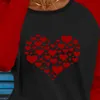 Kvinnor Fashion Casual Long Sleeve Tops Blus Feamle Round Neck Heart Shape Print Design Topps 210716