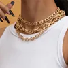 Geometric Cross Twist Chains Necklace Sets Retro Multi Layer Alloy Clavicle Chain For Women Hip Hop Gold Collarbone Necklaces Jewelry Set