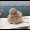 Wide Brim Hats Caps Hats, Scarves & Gloves Fashion Aessories Drop Delivery 2021 Small Fresh Sunscreen Ladies Summer Woven Foldable Beach St H