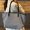 Dames Tas Canvas Handtas 2021 Girl Shopper Portemonnee Fashion Casual Houndstooth Ol Stijl Grote Capaciteit Commuter Crossbody Tassen