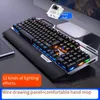 True Mechanical Gaming Keyboard 108 Sleutels Wired USB Gamer Metalen Panel Ondersteuning Backlight met mobiele telefoon Holder toetsenborden