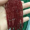 Прозрачный темно-красный 2-мм стеклянный кристаллический ронденцель шарики 10 прядей на лота
