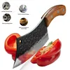 XYJ Tang Tang Tactical Faca de Cozinha 6,2 polegadas Cutelo com transporte de faca de couro 4cr13 Slicing Facas de açougueiro para a ferramenta de cozimento vegetal de carne