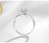 100% Naturalny Solidny 925 Srebrny Pierścień 1 CT Cyrkonia Diament Zaręczyny Zespół Ślubny Prezent Biżuteria Pierścienie No Fade Allergy Free J-397