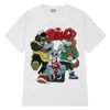 T-shirts Mode Ins Stil Harajuku Retro T-shirt Män Street Cartoon Print Green Shirts Bomull Hip Hop älskare kort tee