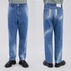 Blue Aderrror Jeans Men Женские Ader Patch Label Aderrror Шилловые брюки сломанные задние Карманы Брюки Лоскутное Джинсы Одежда X0602